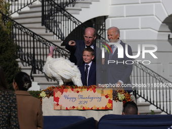 U.S. President Joe Biden hosts the 77th anniversary of the National Thanksgiving Turkey presentation, pardoning two turkeys, 'Peach' and 'Bl...