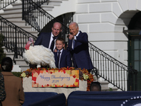 U.S. President Joe Biden hosts the 77th anniversary of the National Thanksgiving Turkey presentation, pardoning two turkeys, 'Peach' and 'Bl...