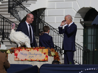 U.S. President Joe Biden hosts the 77th anniversary of the National Thanksgiving Turkey presentation, pardoning two turkeys, 'Peach' and 'Bl...