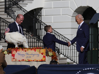 U.S. President Joe Biden hosts the 77th anniversary of the National Thanksgiving Turkey presentation, pardoning two turkeys, 'Peach' and 'Bl...