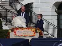 U.S. President Joe Biden hosts the 77th anniversary of the National Thanksgiving Turkey presentation, pardoning two turkeys, 'Peach' and 'Bl...