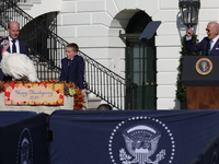 U.S. President Joe Biden hosts the 77th anniversary of the National Thanksgiving Turkey presentation, pardoning two turkeys, 'Peach' and 'Bl...