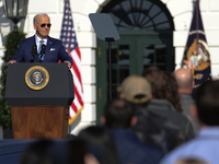 U.S. President Joe Biden hosts the 77th anniversary of the National Thanksgiving Turkey presentation, pardoning two turkeys, 'Peach' and 'Bl...