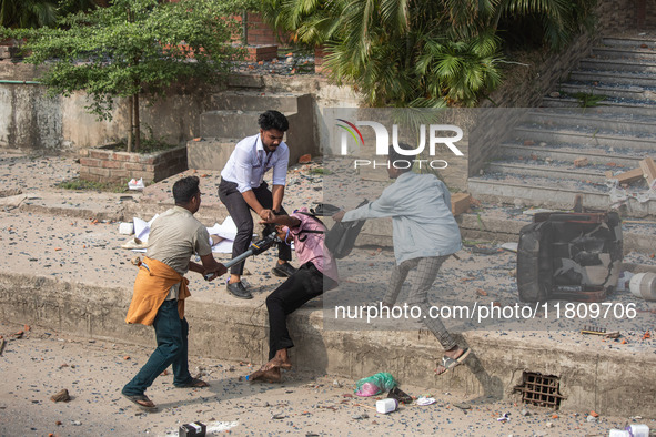 At least 50 people are injured in clashes among the students of Kabi Nazrul College, Suhrawardy College, and Dr. Mahbubur Rahman Molla Colle...