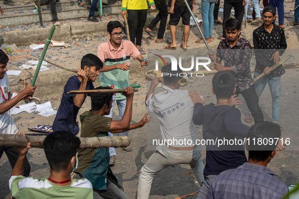 At least 50 people are injured in clashes among the students of Kabi Nazrul College, Suhrawardy College, and Dr. Mahbubur Rahman Molla Colle...