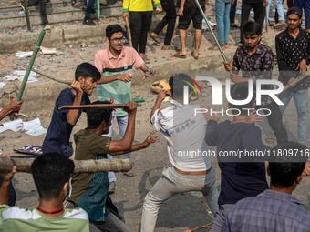 At least 50 people are injured in clashes among the students of Kabi Nazrul College, Suhrawardy College, and Dr. Mahbubur Rahman Molla Colle...