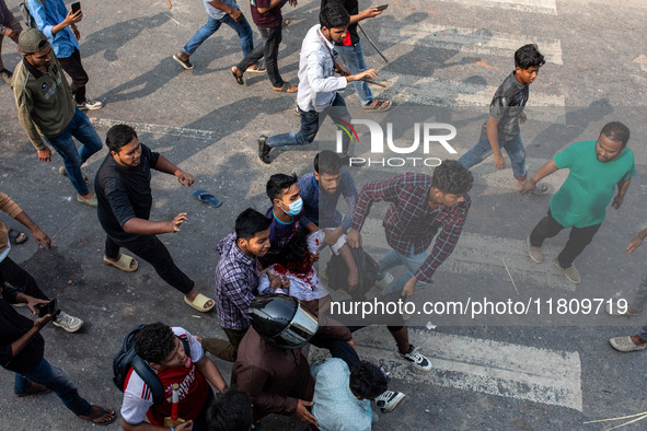 At least 50 people are injured in clashes among the students of Kabi Nazrul College, Suhrawardy College, and Dr. Mahbubur Rahman Molla Colle...