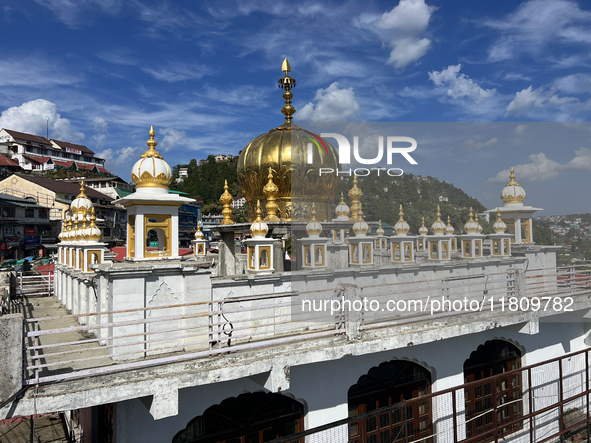 A Gurdwara (Sikh temple) stands along the Mall Road in Mussoorie, Uttarakhand, India, on April 18, 2024. 