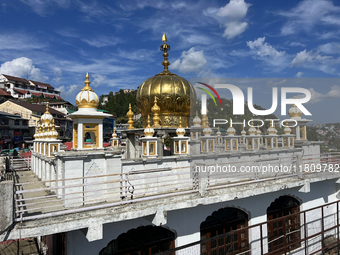 A Gurdwara (Sikh temple) stands along the Mall Road in Mussoorie, Uttarakhand, India, on April 18, 2024. (