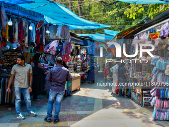 Shoppers visit the Bhutia Bazaar (Tibetan Market) in Nainital, Uttarakhand, India, on April 19, 2024. The Tibetan Market is located by Naini...