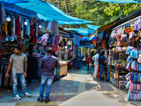 Shoppers visit the Bhutia Bazaar (Tibetan Market) in Nainital, Uttarakhand, India, on April 19, 2024. The Tibetan Market is located by Naini...