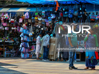 Shoppers visit the Bhutia Bazaar (Tibetan Market) in Nainital, Uttarakhand, India, on April 19, 2024. The Tibetan Market is located by Naini...