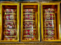 Fancy bangles are displayed at a shop in the Bhutia Bazaar (Tibetan Market) in Nainital, Uttarakhand, India, on April 19, 2024. The Tibetan...