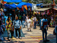 Shoppers visit the Bhutia Bazaar (Tibetan Market) in Nainital, Uttarakhand, India, on April 19, 2024. The Tibetan Market is located by Naini...