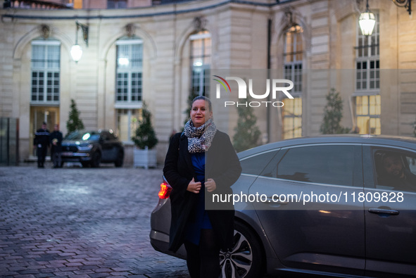 Nouveau Front Popoulaire - La France Insoumise leader Mathilde Panot meets Prime Minister Michel Barnier at the Hotel de Matignon in Paris,...