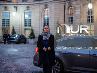 Nouveau Front Popoulaire - La France Insoumise leader Mathilde Panot meets Prime Minister Michel Barnier at the Hotel de Matignon in Paris,...