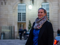 Nouveau Front Popoulaire - La France Insoumise leader Mathilde Panot meets Prime Minister Michel Barnier at the Hotel de Matignon in Paris,...