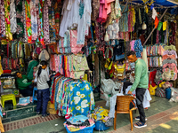 Clothing is for sale at the Bhutia Bazaar (Tibetan Market) in Nainital, Uttarakhand, India, on April 19, 2024. The Tibetan Market is located...