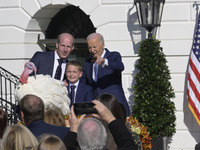 US President Joe Biden pardons Peach during the National Thanksgiving Turkey ceremony on November 25, 2024, at the South Lawn of the White H...