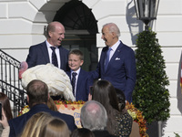 US President Joe Biden pardons Peach during the National Thanksgiving Turkey ceremony on November 25, 2024, at the South Lawn of the White H...