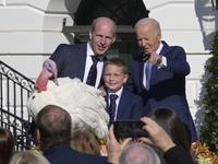 US President Joe Biden pardons Peach during the National Thanksgiving Turkey ceremony on November 25, 2024, at the South Lawn of the White H...