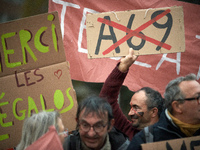 People gather in Toulouse, France, on November 25, 2024, as plaintiffs (LVEL, Attac, Amis de la Terre, D'Ingrando, etc.) against the planned...