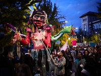 A giant doll made by students of a school represents women's freedom during the 25N demonstration, International Day for the Elimination of...