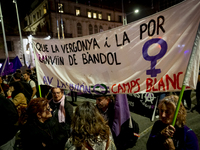 Thousands of women demonstrate in Barcelona, Catalonia, Spain, on November 25, 2024, convened by various parties, unions, and feminist organ...