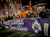 Thousands of women demonstrate in Barcelona, Catalonia, Spain, on November 25, 2024, convened by various parties, unions, and feminist organ...