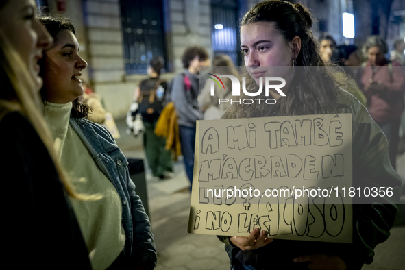 Thousands of women demonstrate in Barcelona, Catalonia, Spain, on November 25, 2024, convened by various parties, unions, and feminist organ...