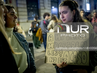 Thousands of women demonstrate in Barcelona, Catalonia, Spain, on November 25, 2024, convened by various parties, unions, and feminist organ...