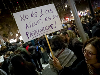 Thousands of women demonstrate in Barcelona, Catalonia, Spain, on November 25, 2024, convened by various parties, unions, and feminist organ...