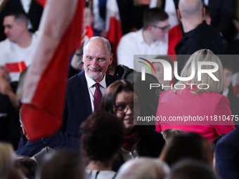 MP Antoni Macierewicz attends the Law and Justice party convention at the 'Sokol' in Krakow, Poland, on November 24, 2024. During the conven...