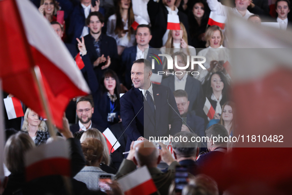 In Krakow, Poland, on November 24, 2024, the newly presented presidential candidate, Polish historian and president of the Institute of Nati...