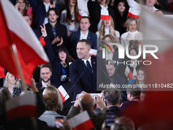 In Krakow, Poland, on November 24, 2024, the newly presented presidential candidate, Polish historian and president of the Institute of Nati...