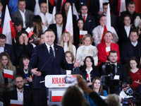 In Krakow, Poland, on November 24, 2024, the newly presented presidential candidate, Polish historian and president of the Institute of Nati...