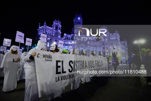 A feminist demonstration takes place in Madrid, Spain, on November 25, 2024. 