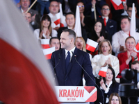 In Krakow, Poland, on November 24, 2024, the newly presented presidential candidate, Polish historian and president of the Institute of Nati...