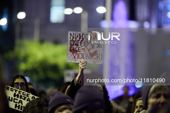 A feminist demonstration takes place in Madrid, Spain, on November 25, 2024. 