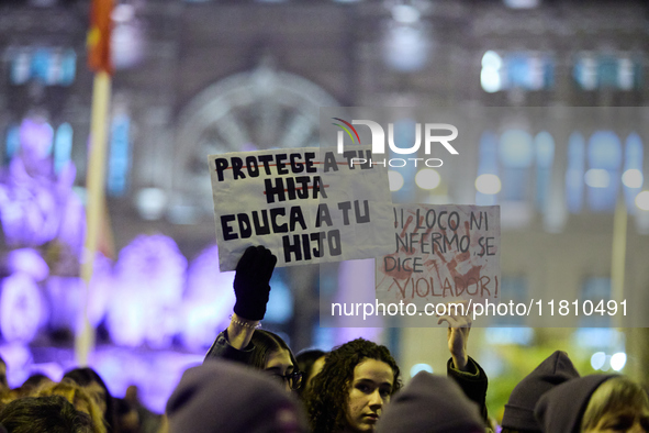 A feminist demonstration takes place in Madrid, Spain, on November 25, 2024. 