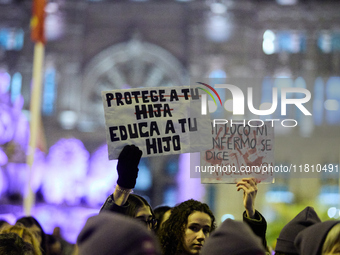 A feminist demonstration takes place in Madrid, Spain, on November 25, 2024. (