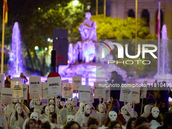 A feminist demonstration takes place in Madrid, Spain, on November 25, 2024. (