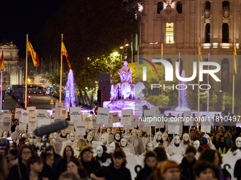 A feminist demonstration takes place in Madrid, Spain, on November 25, 2024. (