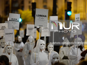 A feminist demonstration takes place in Madrid, Spain, on November 25, 2024. (