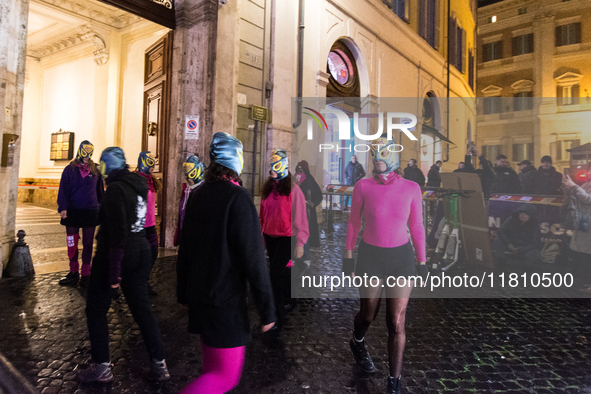 Participants gather for the demonstration on the occasion of the International Day for the Elimination of Violence against Women outside Mon...