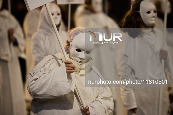 A feminist demonstration takes place in Madrid, Spain, on November 25, 2024. 