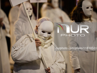 A feminist demonstration takes place in Madrid, Spain, on November 25, 2024. (