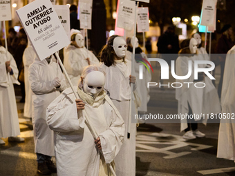 A feminist demonstration takes place in Madrid, Spain, on November 25, 2024. (