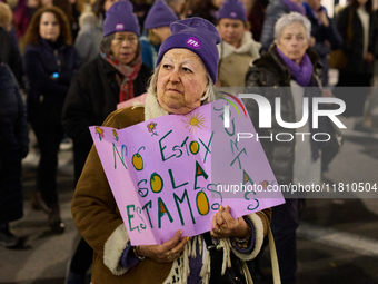 A feminist demonstration takes place in Madrid, Spain, on November 25, 2024. (