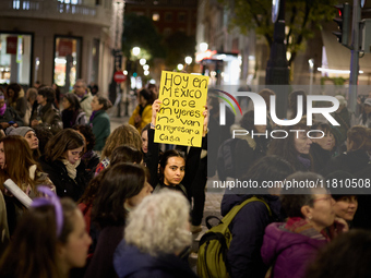 A feminist demonstration takes place in Madrid, Spain, on November 25, 2024. (